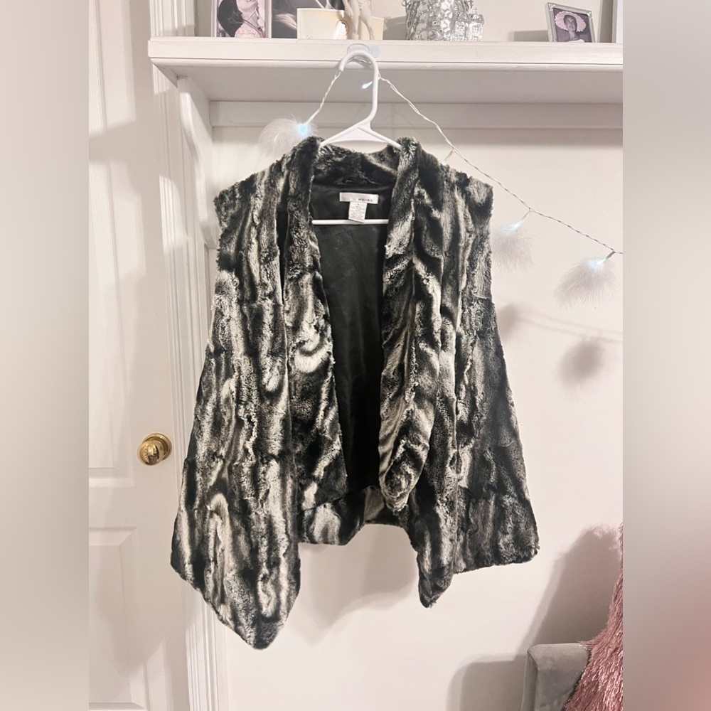 WD-NY FAUX FUR grey & black vest